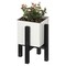 Indoor and Outdoor White Iron Planting Box with Black Wooden Frame
